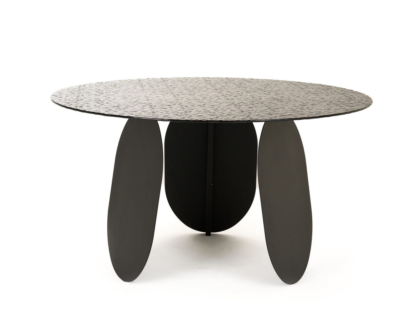 Modrest Maxine Modern Hammered Grey Glass Round Dining Table