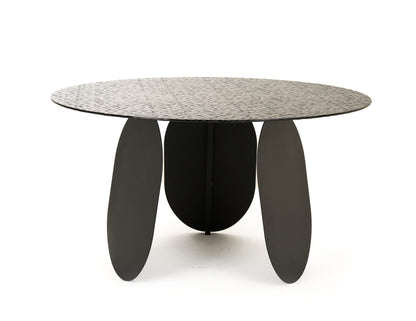 Modrest Maxine Modern Hammered Grey Glass Round Dining Table
