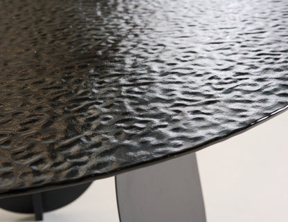 Modrest Maxine Modern Hammered Grey Glass Round Dining Table