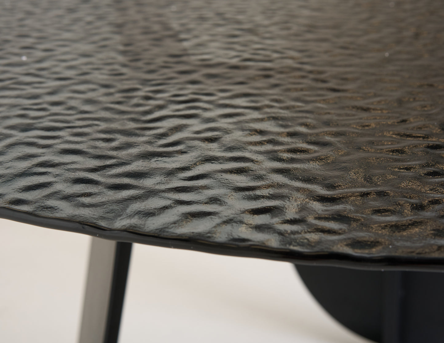 Modrest Maxine Modern Hammered Grey Glass Round Dining Table
