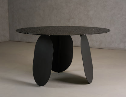 Modrest Maxine Modern Hammered Grey Glass Round Dining Table