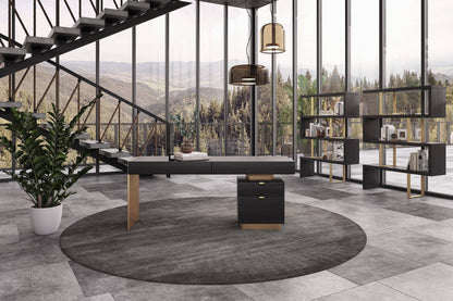 Modrest Maze Elm Grey and Gold Bookcase