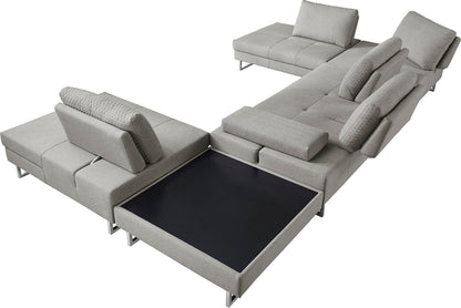 Divani Casa Baxter Modern Grey Fabric Sectional Sofa Coffee Table
