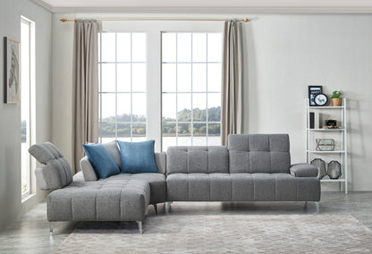 Divani Casa Nash Modern Grey Fabric Sectional Sofa Adjustable Backrest