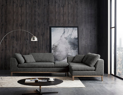 Divani Casa Hickman Modern Dark Grey Fabric Right Facing Sectional Sofa