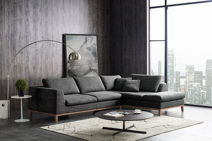 Divani Casa Hickman Modern Dark Grey Fabric Right Facing Sectional Sofa