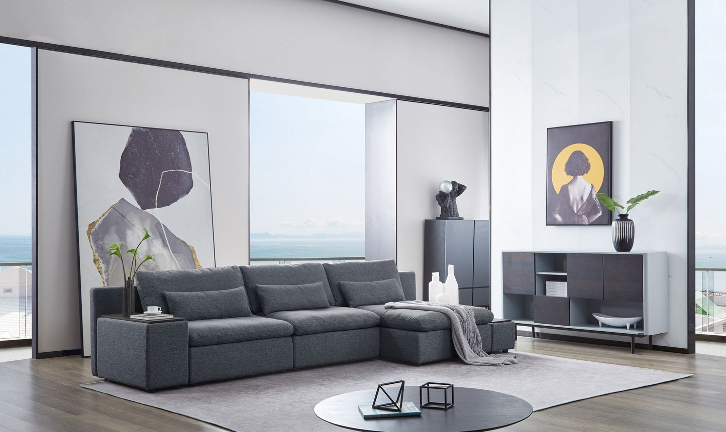 Divani Casa Paseo Modern Grey Modular Sectional Sofa