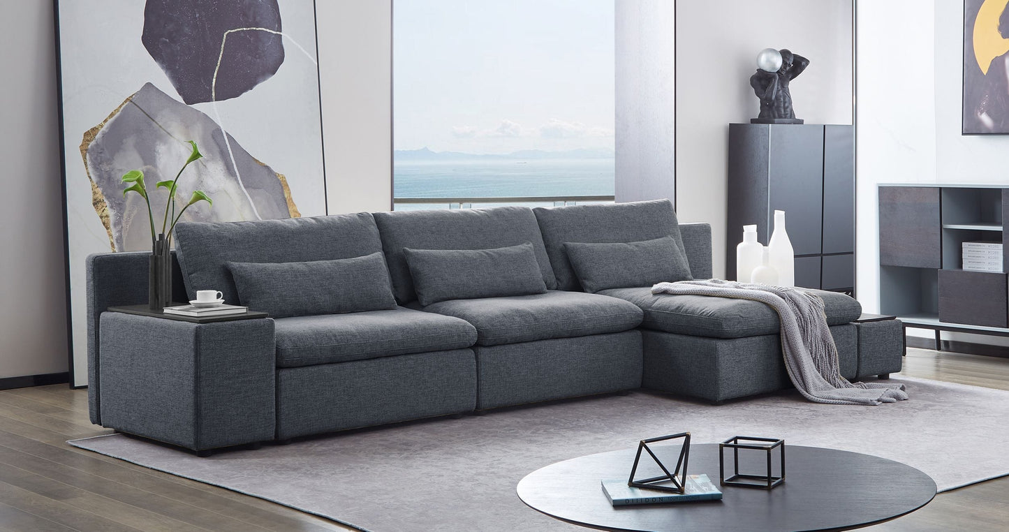 Divani Casa Paseo Modern Grey Modular Sectional Sofa