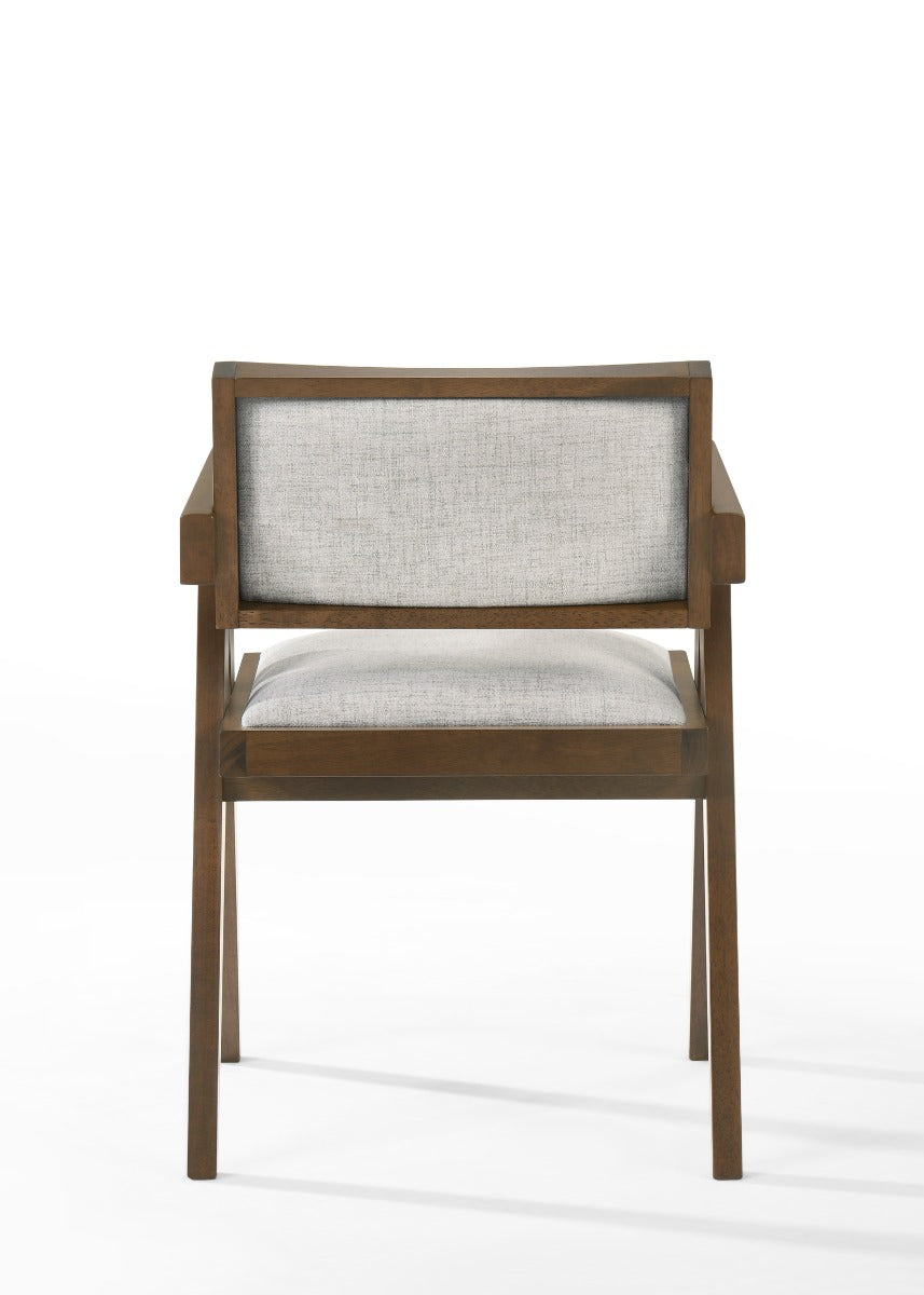 Modrest Fern Modern Walnut and Beige Dining Chair Set of 2