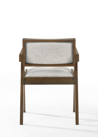 Modrest Fern Modern Walnut and Beige Dining Chair Set of 2