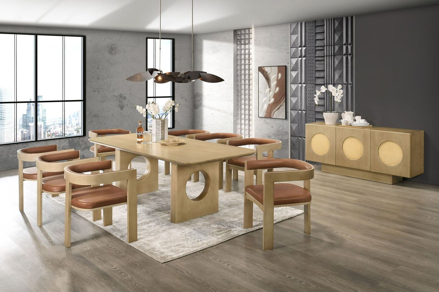 Modrest Oshana Modern White Oak Dining Set
