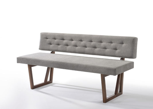 Modrest Jordan Modern Grey and Walnut Dining Bench