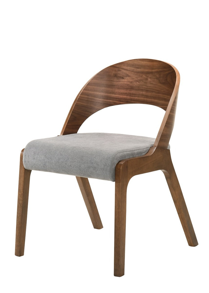 Modrest Runyon Modern Walnut and Grey Fabric Dining Chair