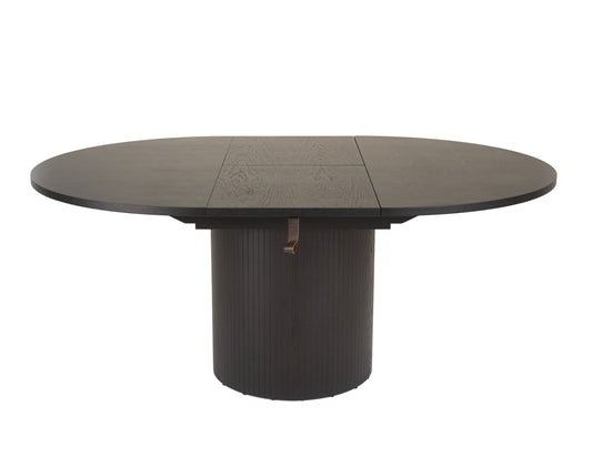 Modrest Miami Modern Black Oak Round Dining Table With Extension