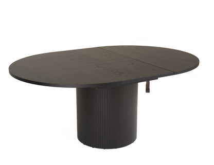 Modrest Miami Modern Black Oak Round Dining Table With Extension