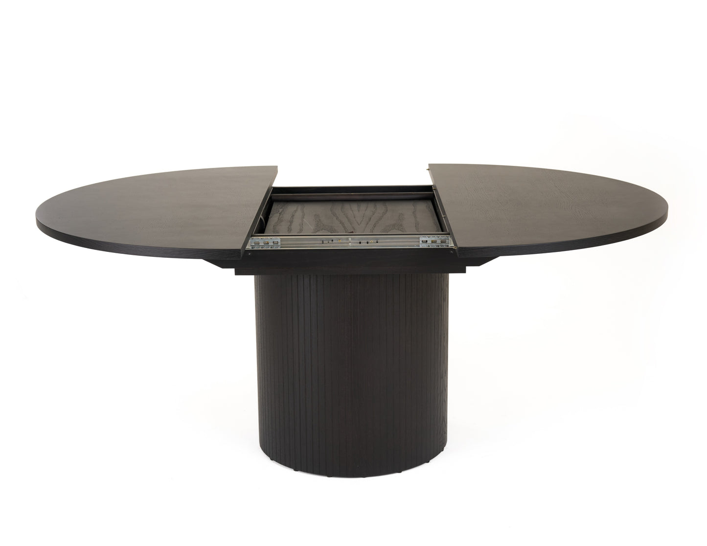 Modrest Miami Modern Black Oak Round Dining Table With Extension