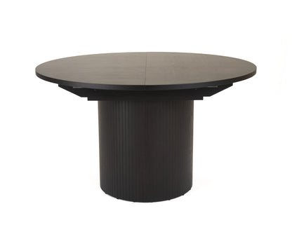 Modrest Miami Modern Black Oak Round Dining Table With Extension