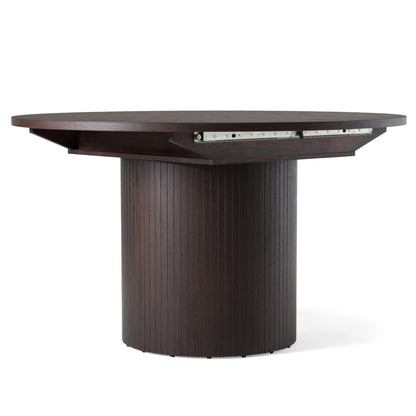 Modrest Miami Modern Brown Round Dining Table with Extension