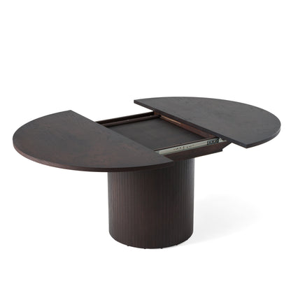Modrest Miami Modern Brown Round Dining Table with Extension