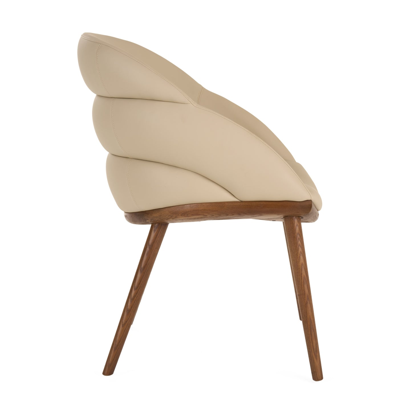 Modrest Michael Mid-Century Modern Beige Vegan Leather Walnut Dining Chair