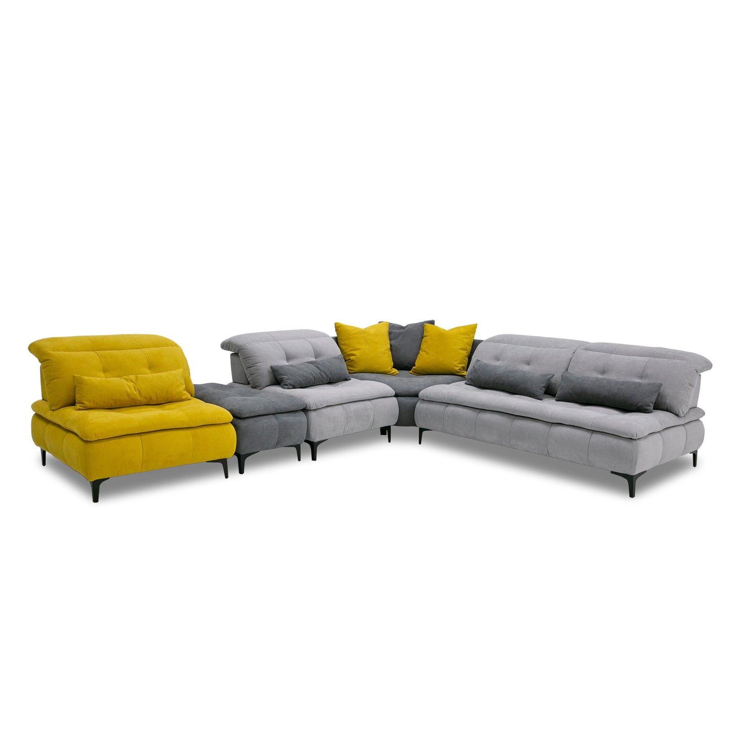 David Ferrari Mikado Italian Modern Grey Yellow Fabric Modular Sectional Sofa