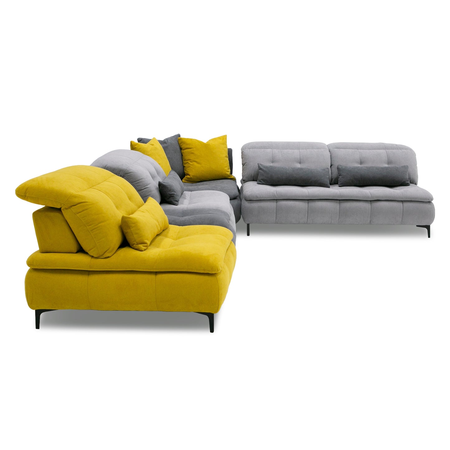 David Ferrari Mikado Italian Modern Grey Yellow Fabric Modular Sectional Sofa