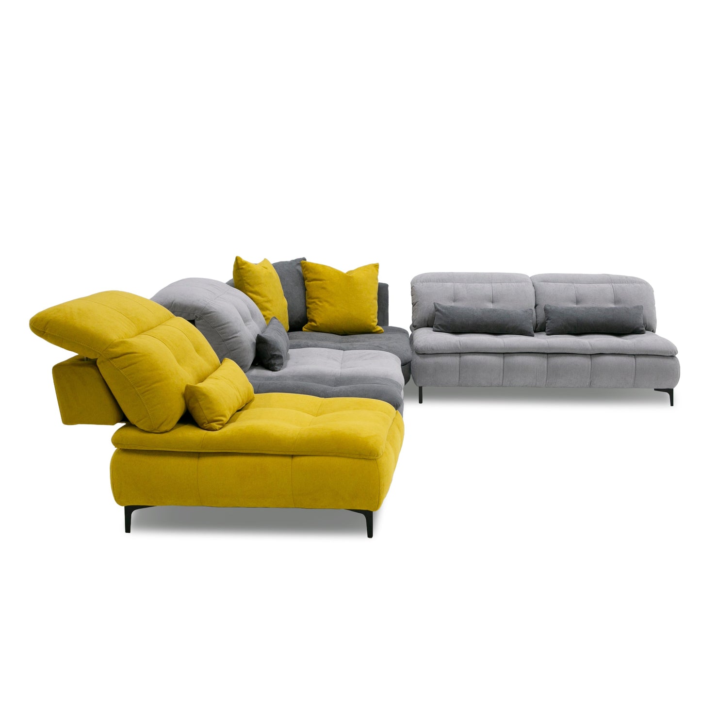 David Ferrari Mikado Italian Modern Grey Yellow Fabric Modular Sectional Sofa