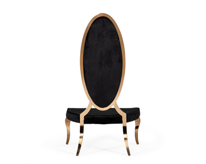 Modrest Mills Modern Black Velvet Rosegold Dining Chair Set of 2