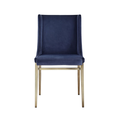 Modrest Mimi Contemporary Blue Velvet and Antique Brass Dining Chair