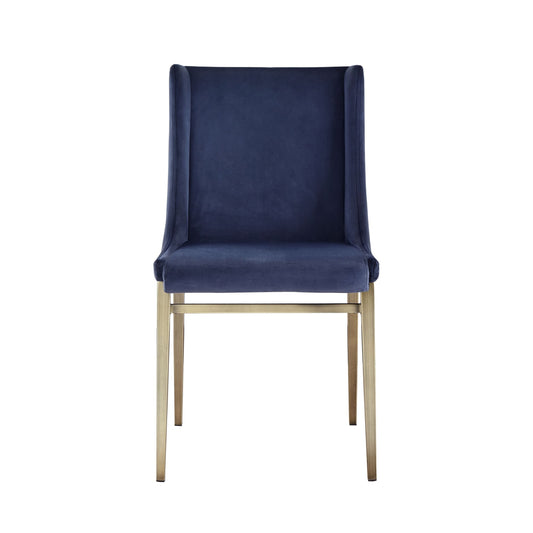 Modrest Mimi Contemporary Blue Velvet and Antique Brass Dining Chair