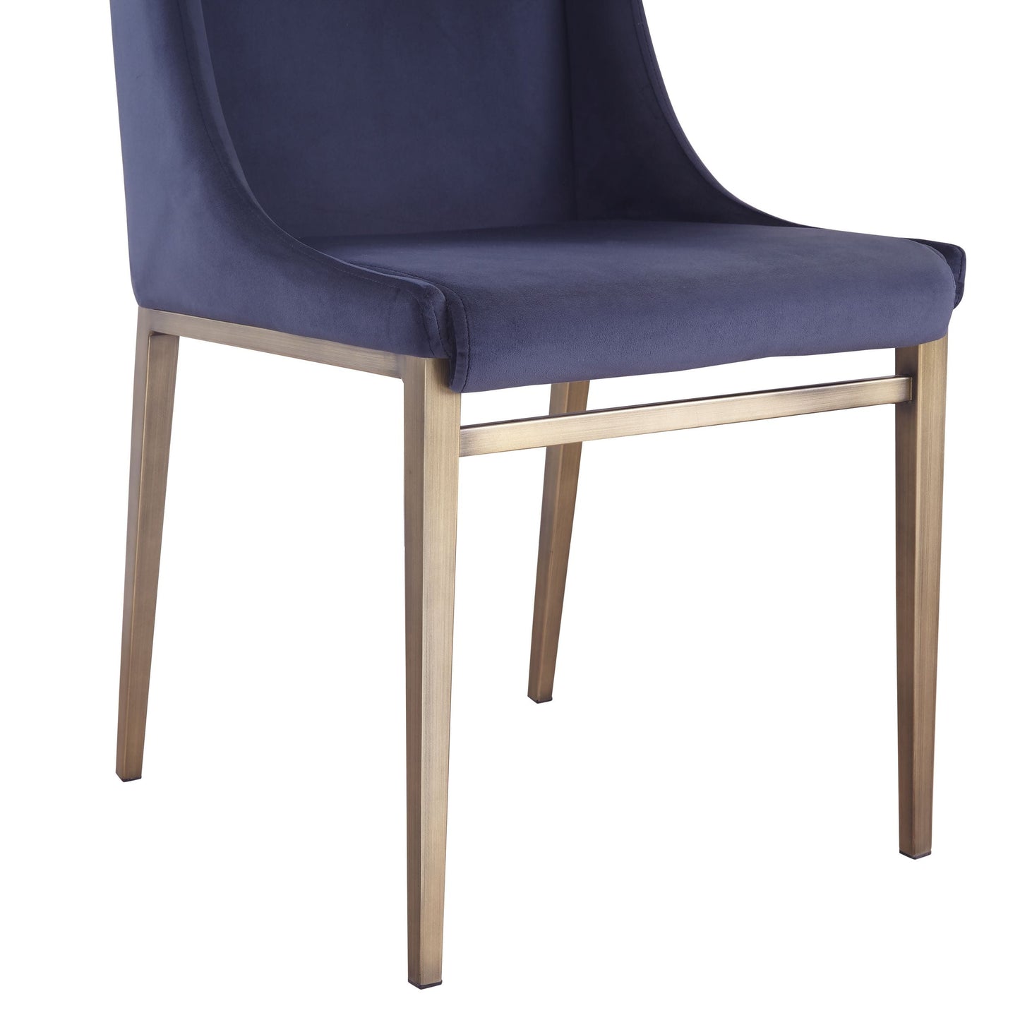 Modrest Mimi Contemporary Blue Velvet and Antique Brass Dining Chair