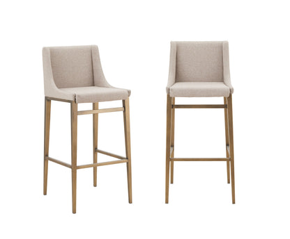 Modrest Mimi Contemporary Beige Brass Bar Stool