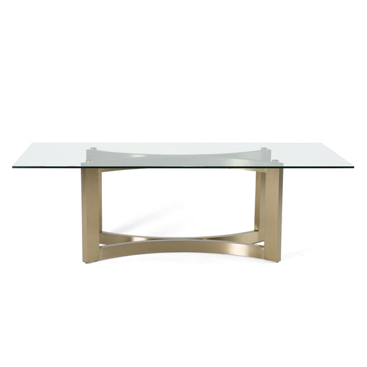 Modrest Mingus Modern Glass Brushed Brass Rectangualr Dining Table