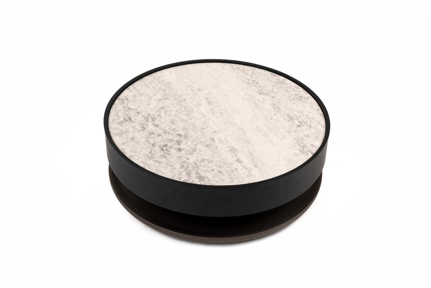 Modrest Miranda Modern Ceramic Black Oak Round Coffee Table