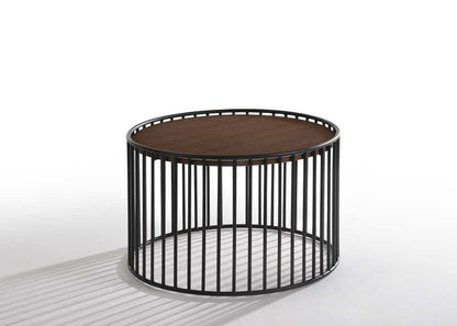 Modrest Bronson Modern Walnut and Black Round End Table