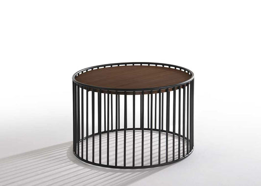 Modrest Bronson Modern Walnut and Black Round End Table