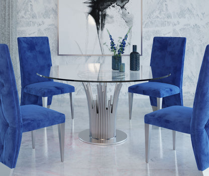 Modrest Paxton Modern Round Glass and Stainless Steel Dining Table