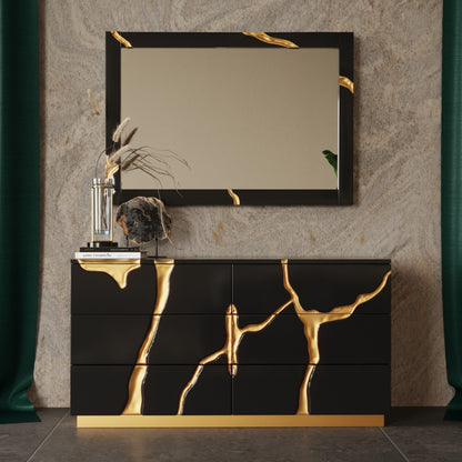 Modrest Aspen Modern Black and Gold Dresser