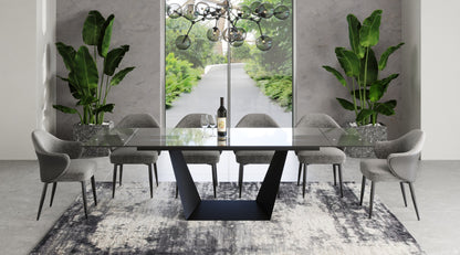 Modrest Bronwin Modern Black Glass Extendable Dining Table