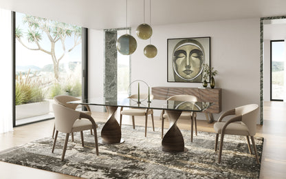 Modrest Cleveland Contemporary Glass and Grey Ash Dining Table