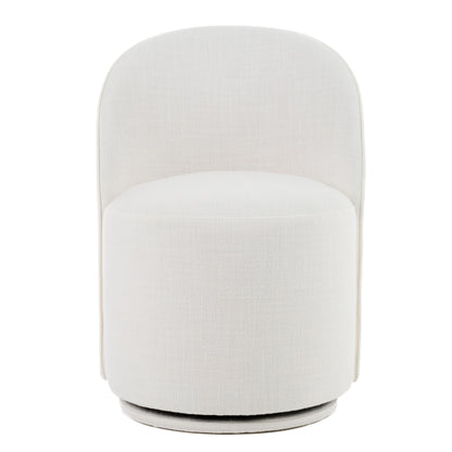 Modrest Correa Modern White Fabric Swivel Dining Chair