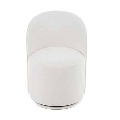 Modrest Correa Modern White Fabric Swivel Dining Chair