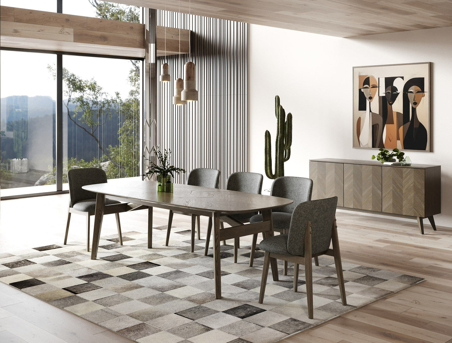 Modrest Costello Mid-Century Modern Wenge Dining Set
