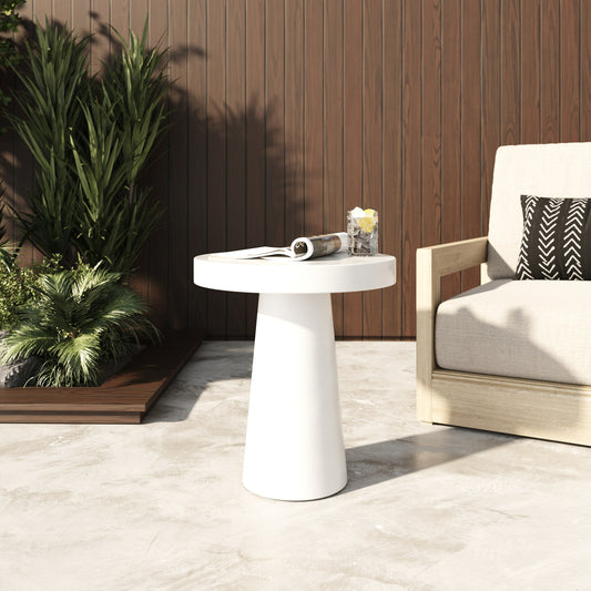 Modrest Desoto Modern White Concrete Round End Table