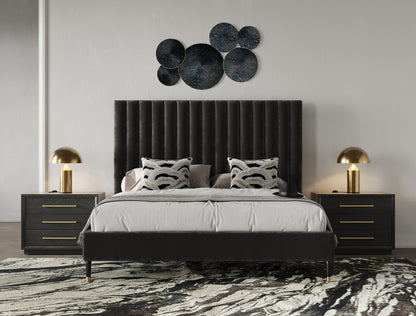 Modrest Hemlock Modern Dark Grey Velvet Bed