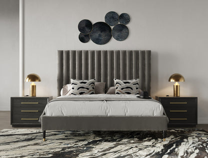 Modrest Hemlock Modern Grey Velvet Bed