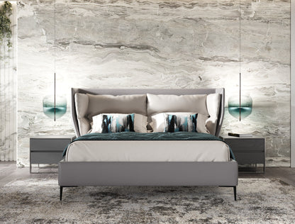 Modrest Jolene East King Dark and Light Grey Leatherette Bed