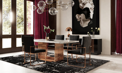 Modrest Kingsley Modern Marble and Rosegold Dining Table