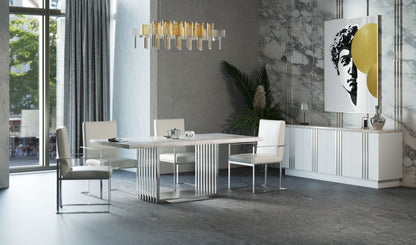 Modrest Kingsley Modern Marble and Stainless Steel Dining Table