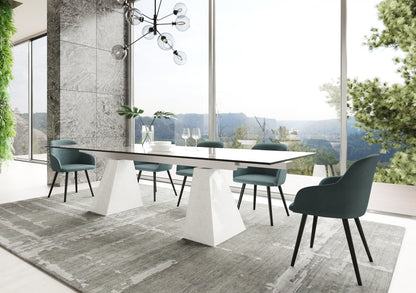 Modrest Latrobe Modern Extendable Quartz Stone and Glass Dining Table